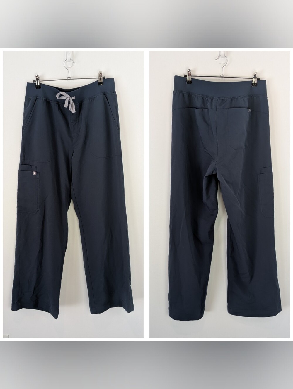 Figs Isabel High Rise Wide Leg Scrub Pants Size L Blue